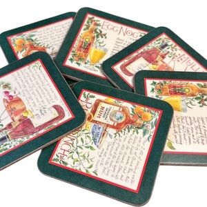 Vintage Pimpernel Christmas Coaster “Holiday Drinks” set in original box.